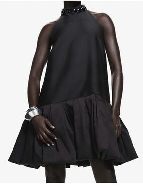 Black Bubble-hem Dress